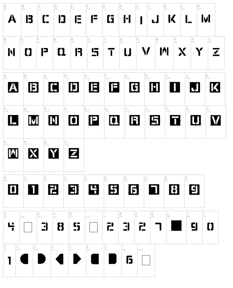 Cargo Bay font map
